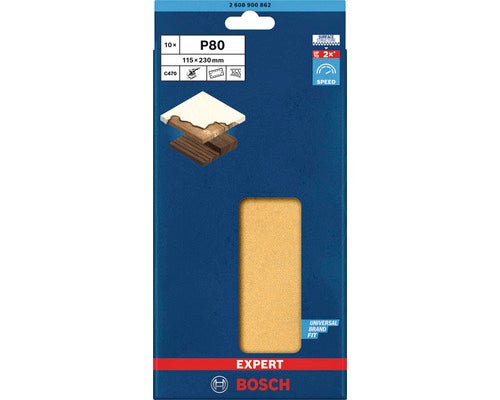 Bosch Expert Schleifpapier, Körnung P80, 115x230mm, 10 Stück