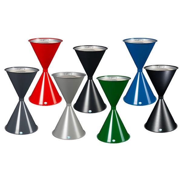 Metall-Standascher in Sanduhrform, verschiedene Farben.