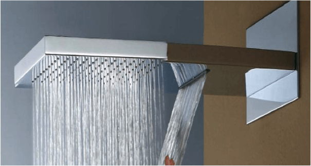 Edelstahl Wand-Regendusche mit Wasserfall inkl. Einbaukörper