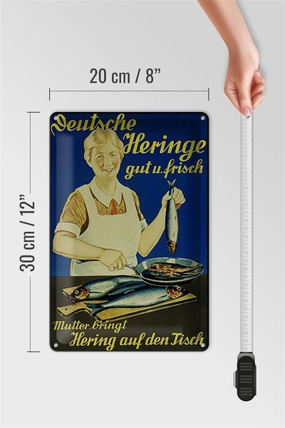 Blechschild Spruch 20x30cm Fisch Deutsche Heringe gut frisch