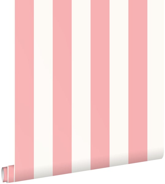 ESTAhome Tapete Streifen Hellrosa und Weiß - 50 x 900 cm - 139906