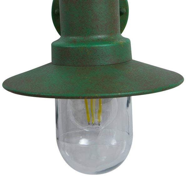 Lindby Wandleuchte außen (Laterne) Eloretta (spritzwassergeschützt (Landhaus, Vintage Rustikal) in Grün aus Metall (1 flammig E27) - Außenwandleuchten Wandlampe Led Außenlampe Outdoor