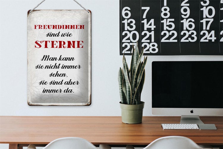 Blechschild Spruch 20x30cm Freundinnen sind wie Sterne