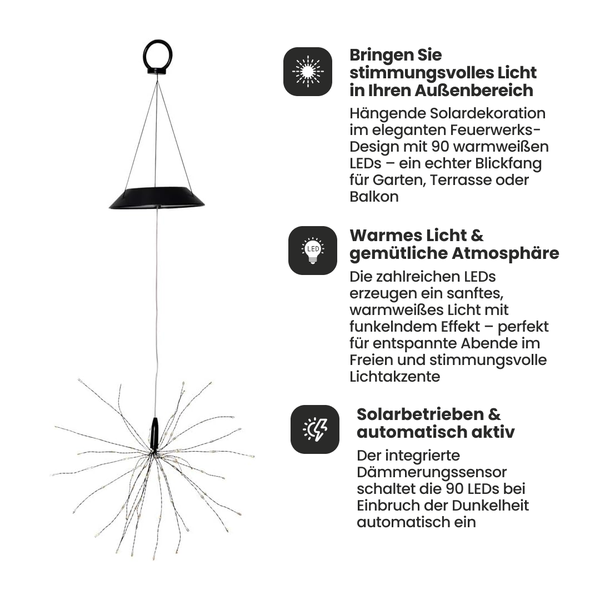 Solarleuchte mit 90 LEDs für den Außenbereich