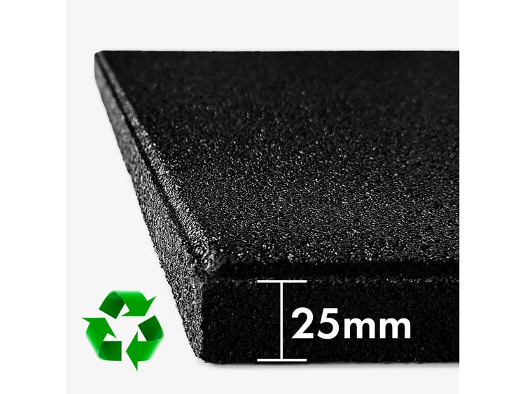 FLOORDIREKT Fallschutzmatte - Elastikmatte - Fallschutzplatte mit Drainage - Schwarz - 50 x 50 x 2,5 cm