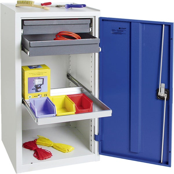Stumpf Werkzeug- und Materialschrank Serie 3000 lichtgrau / enzianblau + 2 Schubladen 100 mm + 1 Auszugsboden - 3001274