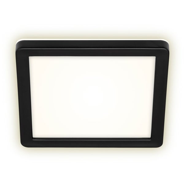 BRILONER FRANKFURT LED Außenwandleuchte, IP44 Spritzwasserschutz, Backlighteffekt, Neutralweißes Licht, schwarz, 19 x 19 x 2,8 cm