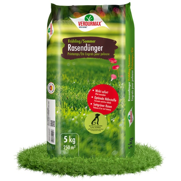Verdurmax Rasendünger für Frühling und Sommer, 5 Kilogramm für 250 Quadratmeter