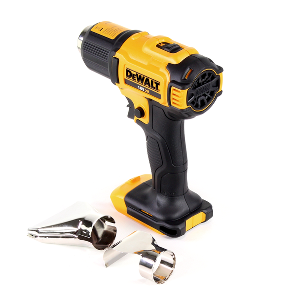DeWalt Akku-Heißluftpistole 18 Volt XR inklusive zwei Düsenaufsätzen.