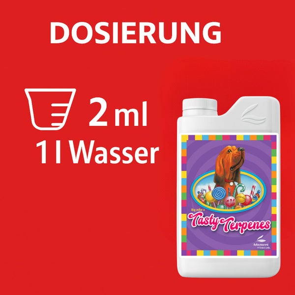 Flasche Tasty Terpenes Dünger mit Dosieranleitung