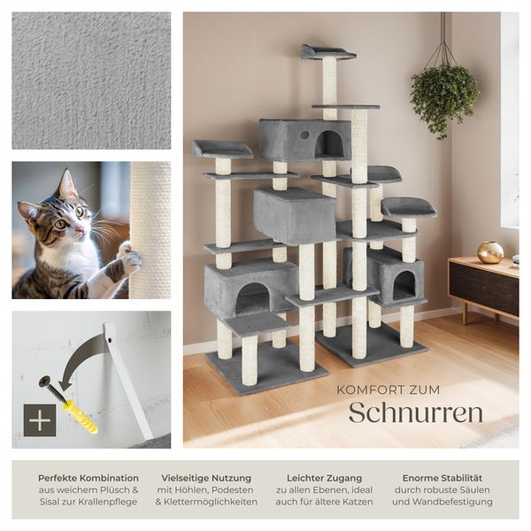 Kratzbaum tectake Entissar inklusive Kippschutz 214 cm grau