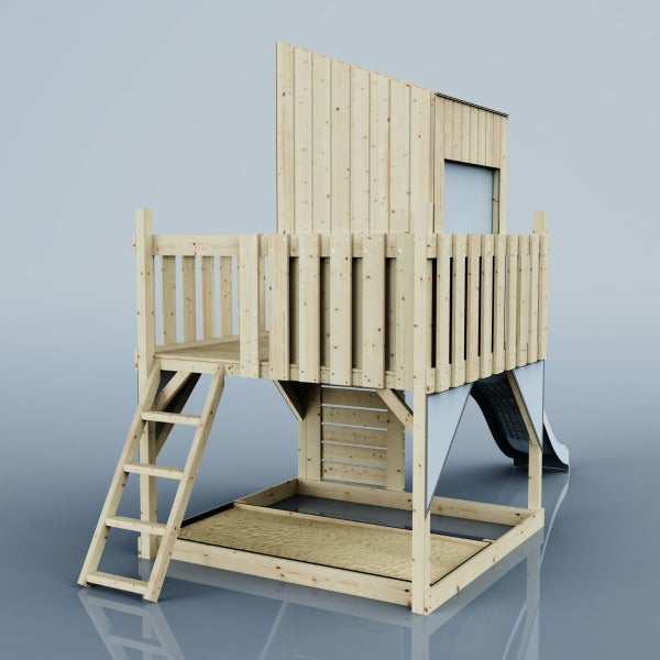 OutdoorToys Spielhaus Mondlicht Kinderspielhaus aus Holz in Blau, Kinderhaus Holzhaus Kinder