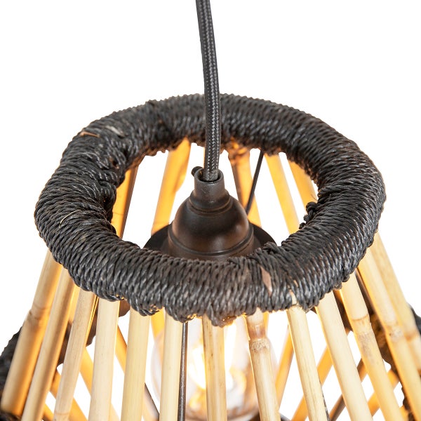 Bambus Hängelampe mit geflochtenem Lampenschirm