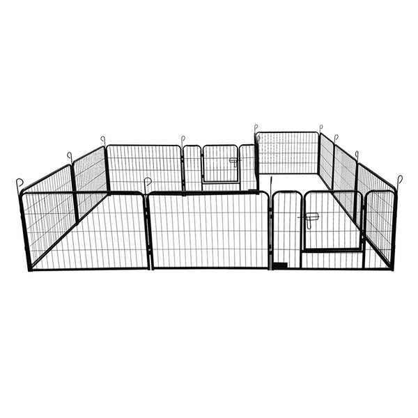 Home Deluxe - Welpenauslauf BARKI - 80 x 60 cm, 12-Teilig, Farbe: Schwarz, inkl. Türverriegelung, abgerundete Ecken und Kanten I Welpenspielplatz Welpenfreilauf