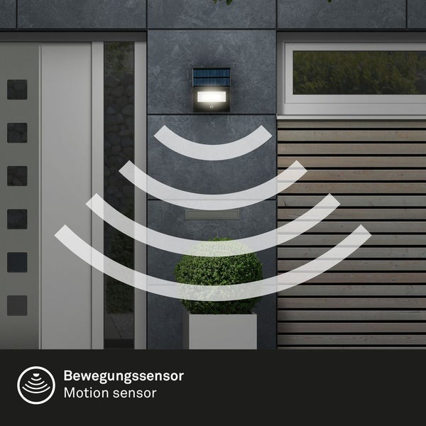 Solar LED outdoor wall light, black, incl. IR sens