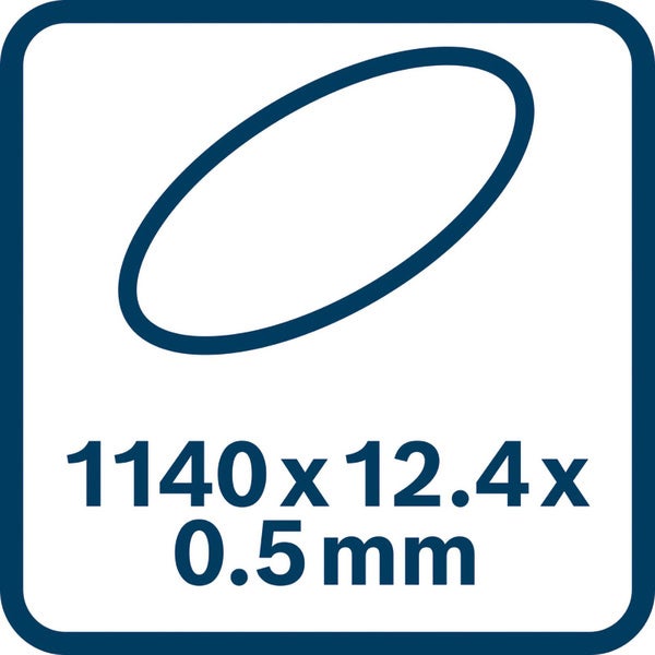 Symbol für die Abmessungen 1140 x 12,4 x 0,5 Millimeter