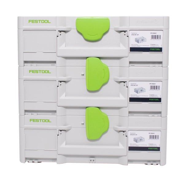 Festool Systainer Set 3x SYS3 M 137 ( 3x 204841 ) 10,4 Liter 396x296x137mm Werkzeugkoffer koppelbar