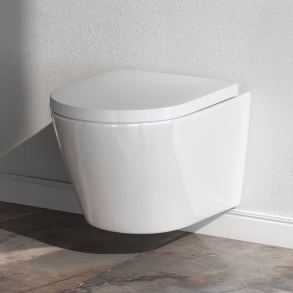AM.PM Wand-WC  Tiefspüler ohne Spülrand weiß glänzend mit WC-Sitz CNA1700SC Flash