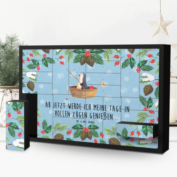 Mr. & Mrs. Panda Befüllbarer Adventskalender Pinguin Angelboot - Blau Pastell