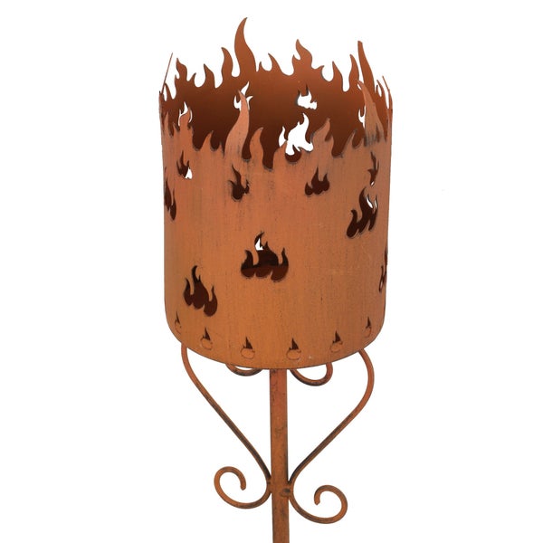 FRANK FLECHTWAREN | Gartenstecker Flammenkelch, METALL, Ø 10 x 12 cm, GH 90 cm, ohne Kerze, passend für Kerzen max. Ø 7 cm
