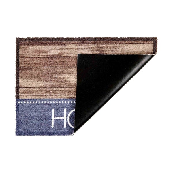 Fußmatte mit Holzoptik und Schriftzug