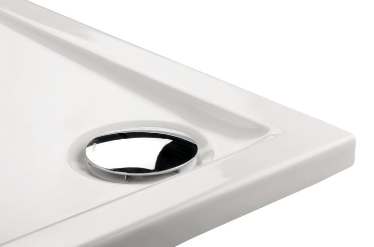 Calmwaters® Quadrat-Duschwanne Modern Select, eckige bodengleiche Brausewanne aus Acryl, 80 x 80 x 2,5 cm mit Ablaufloch in 90 mm, Duschtasse in Weiß, 01SL2983