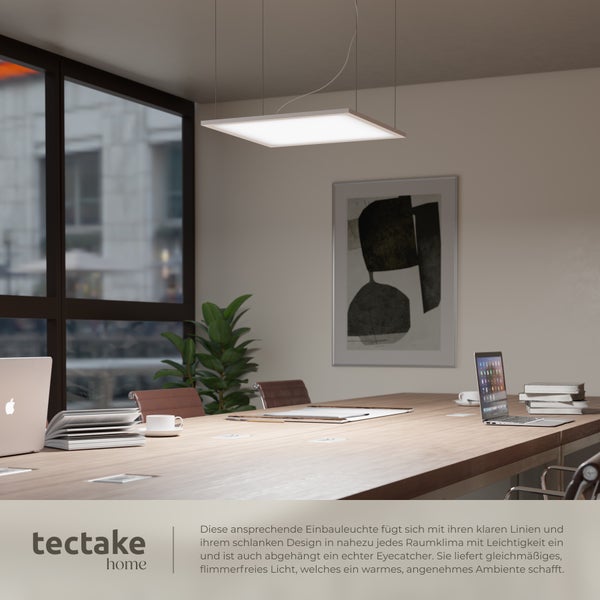 Produktinformationen des LED-Panels mit Angaben zu Abmessungen, technischen Daten und Lieferumfang.