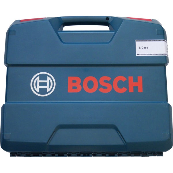 Blauer Bosch L-Case Werkzeugkoffer aus Kunststoff mit Tragegriff.