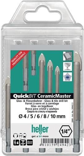 Heller QuickBIT CeramicMaster Glas- und Fliesenbohrer Set, 5-teilig