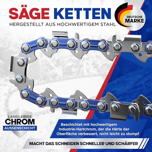 Garlavie Set mit 3 kettensäge kette 35 cm 3/8 LP 1,1 mm 52 Treibglieder – Sägeketten 35 cm kompatibel mit vielen Marken - Hochwertige motorsägenkette.