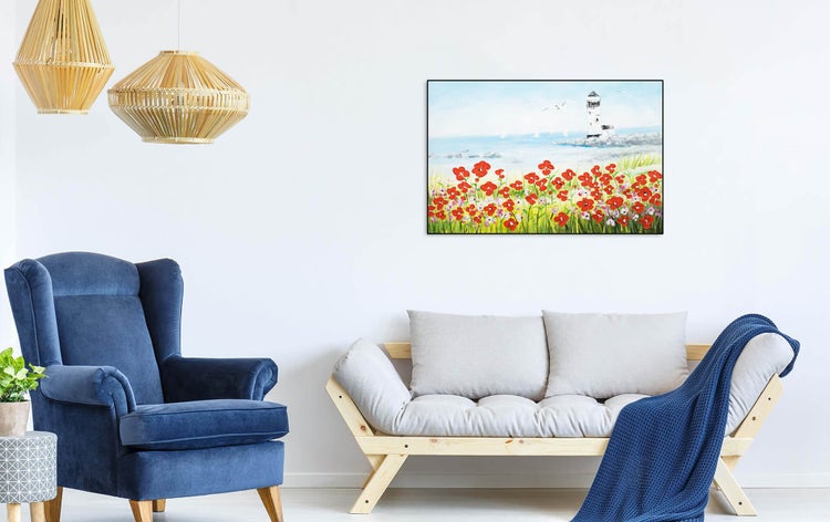 Handgemaltes Gemälde Acrylfarbe 90x60cm Blau
