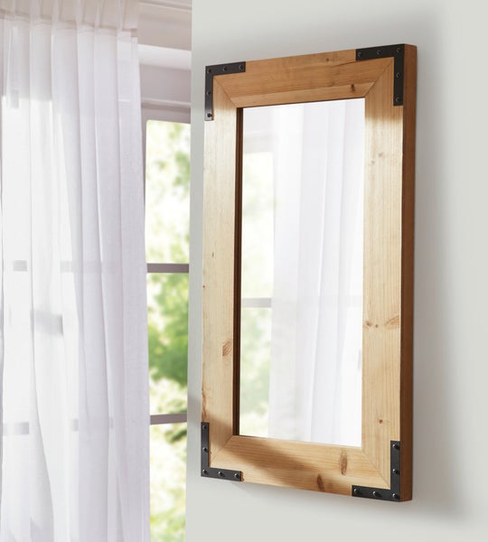 FRANK FLECHTWAREN | Spiegel Wood, HOLZ, METALL, GLAS, 50 x 3 x 70 cm