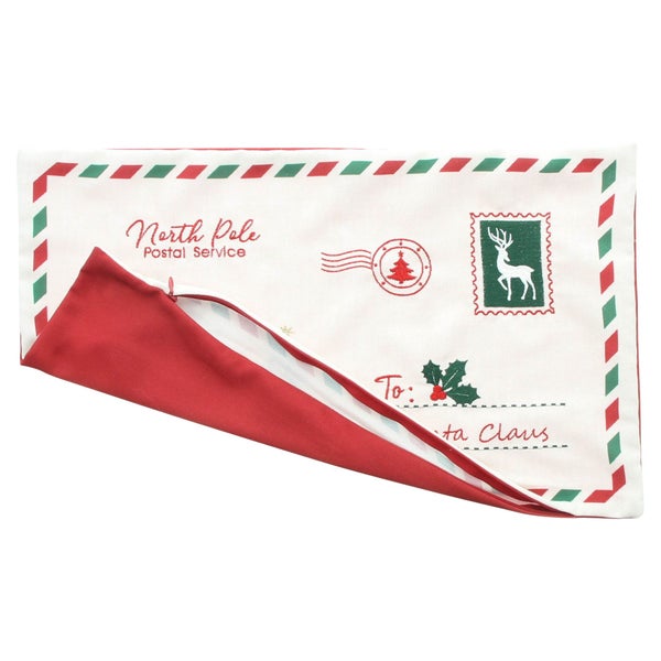 Weihnachtskissenbezug mit Aufdruck North Pole Postal Service und Reißverschluss