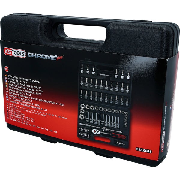 KS Tools Chrome Plus Steckschlüsselsatz, 61-teilig im Koffer