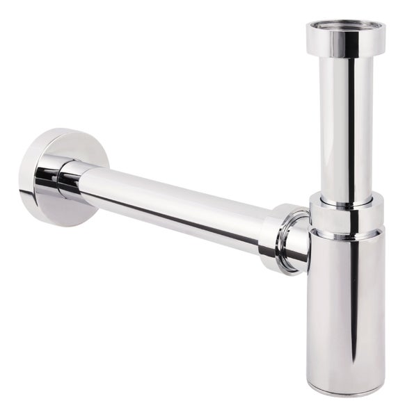 Sanitop-Wingenroth Design Siphon in chrom, Flaschensiphon in 1 1/4 x 32 mm, Reinigungsöffnung, Geruchsverschluss für Waschbecken, Tassensiphon 290 mm Länge, Kunststoff, 225571