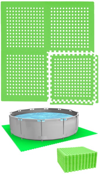 Grüne Poolunterlage aus Schaumstoffmatten, geeignet für einen oberirdischen Pool