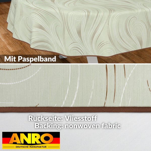 ANRO Tischdecke mit Paspelband und Vliesstoffrückseite