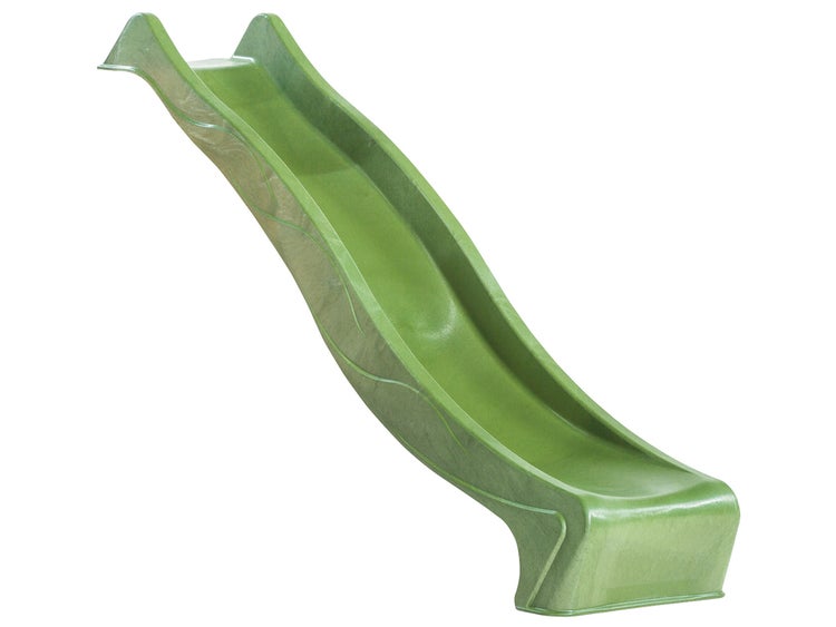 Hellgrüne Wellenrutsche aus Kunststoff für Garten-Spielgeräte.