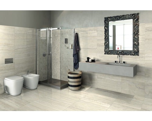 Wand- und Bodenfliese Memento Travertino ambra lappato 59x118 cm