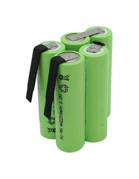 Nickel-Metallhydrid AA Akkupack, 1,2 Volt, 2200 Milliamperestunden, grün.