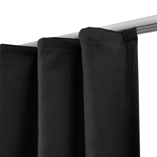 Beautissu Amelie TK Vorhang mit Kräuselband 140x245cm Schwarz (2tlg)
