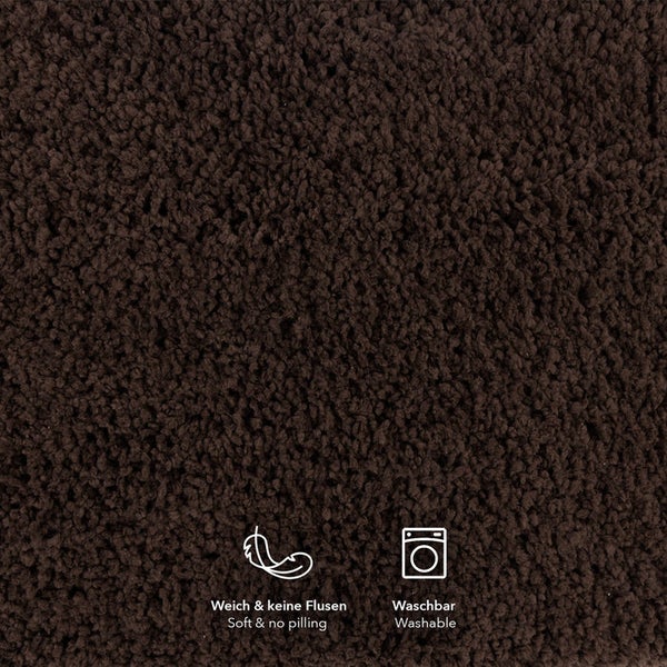 FLOORDIREKT Badematte Sky Soft - Reckteckig - Rutschhemmende Rückseite - Braun - 50 x 60 cm