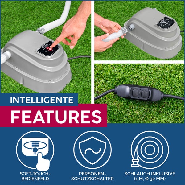 Bestway Poolpumpe mit Soft-Touch-Bedienfeld, Personenschutzschalter und Schlauch inklusive