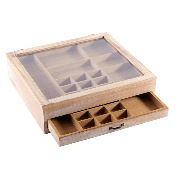 Sortierkasten Sorta Holz, 2 Ebenen, für Schmuck, kleine Teile naturfarben