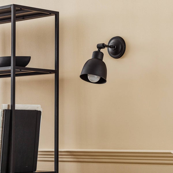 Euluna Wandleuchte, Wandlampe Innen Emoti (Vintage Industriell) in Schwarz aus Metall (1 flammig E27) - Wandstrahler Wandbeleuchtung Schlafzimmer / Wohnzimmer Wohnzimmerleuchte