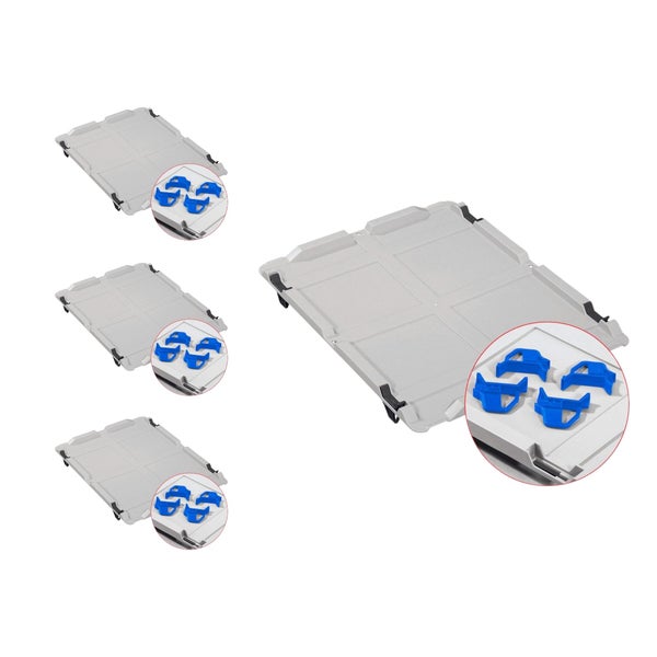 PROREGAL Spar Set 4x Eurobox Nextgen Economy Mit Auflagedeckel & 4x Schiebeschnappverschlüsse Blau Griffe Offen HxBxT 22 x 40 x 60 cm 44 Liter