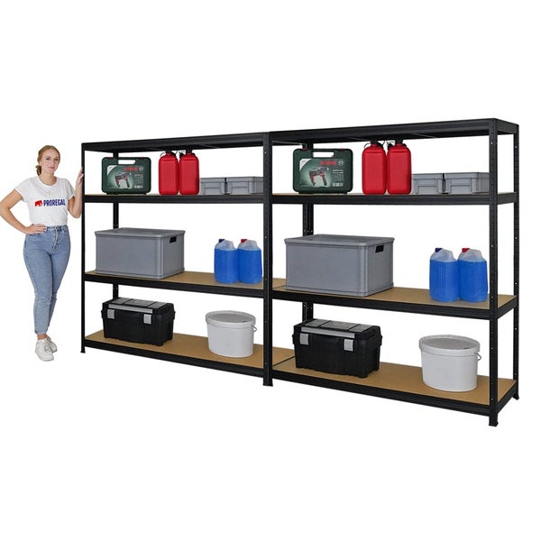 PROREGAL Mega Deal 2er-Set Schwerlastregal Giant Elephant 160x150x45cm mit 4 Ebenen Fachlast 200kg Schwarz