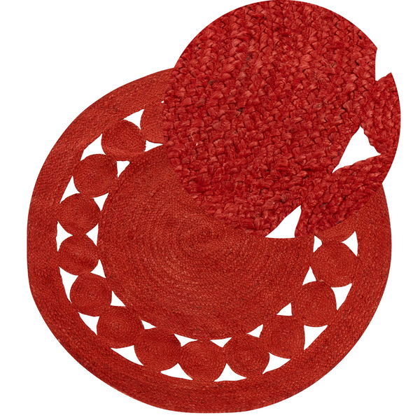 Teppich KOYUNLU Rot ø 120 cm Jute