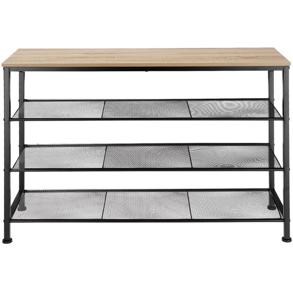 Schuhregal tectake Portsmouth 100 x 30,5 x 72,5 cm Industrial Style Industrial Holz hell, Eiche Sonoma