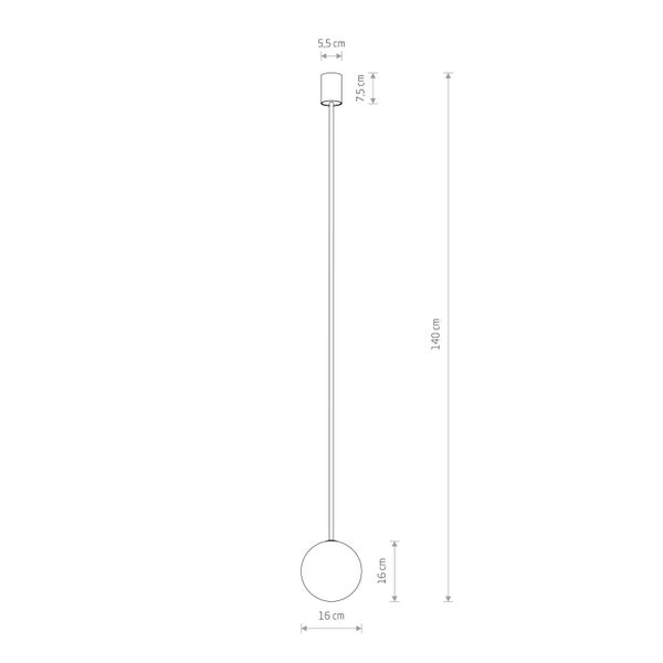 Skizze einer Pendelleuchte mit Maßangaben